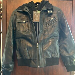 Genuine Leather Jacket with hood